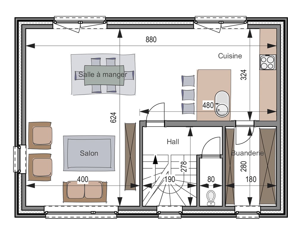 plans maison cuisine ouverte